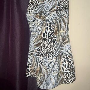 Essentials Animal Print Blouse in Black, White & Brown